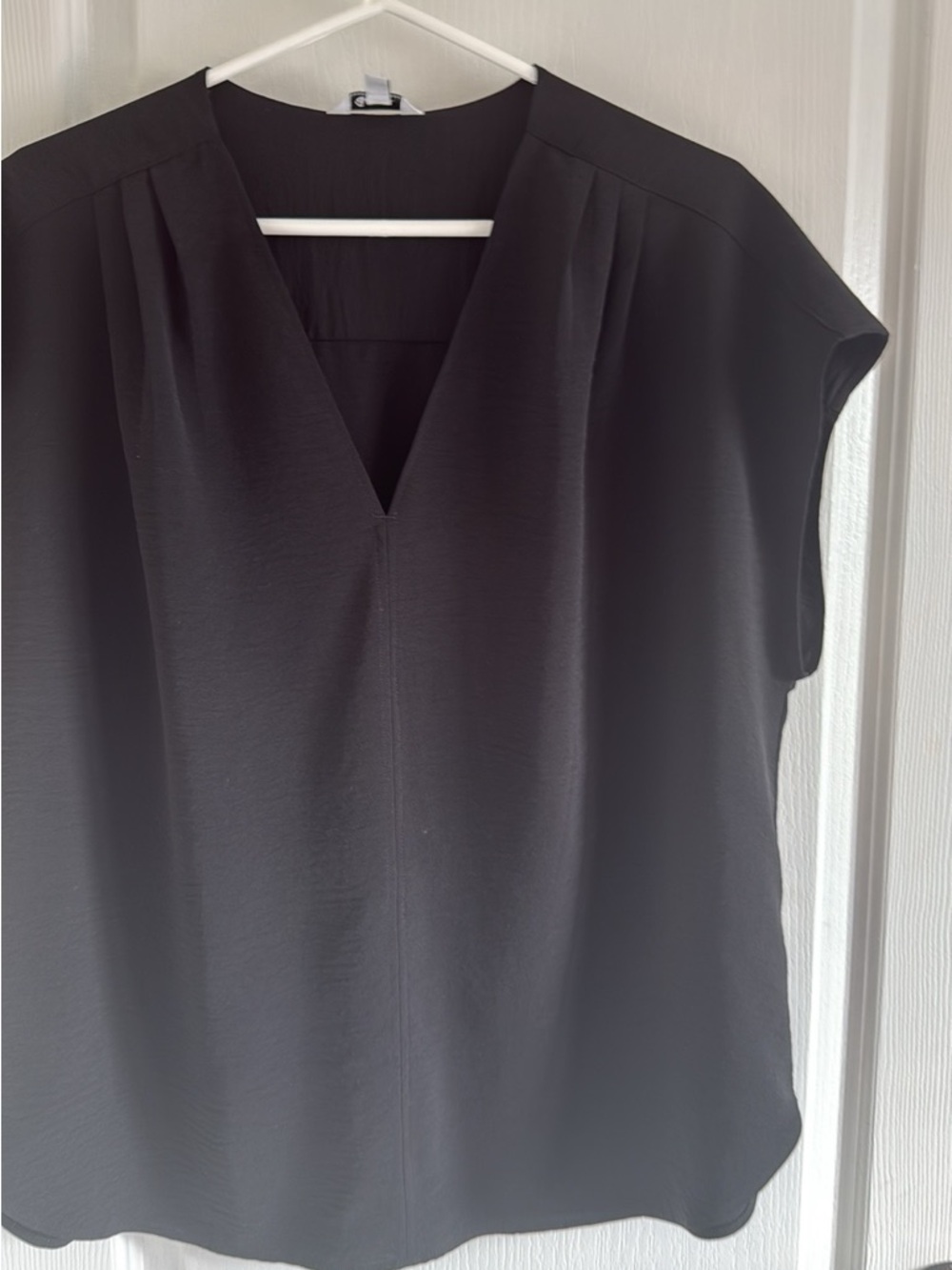Women’s Black V-Neck Cap Sleeve Top